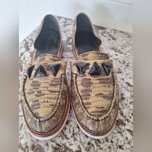 Freda Salvadore Leather Snake Print Loafers Size‎ 6.5 M